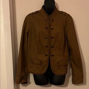 Apt. 9 women's brown cotton military-style jacket with hook and loop clasps.